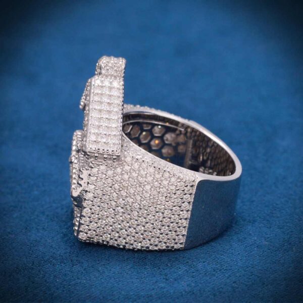 Moissanite Trap House Ring 14K White Gold - Image 3