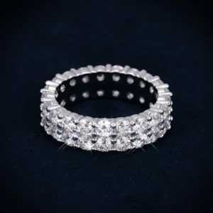 VVS 2-Row Iced Band Ring 14K Gold