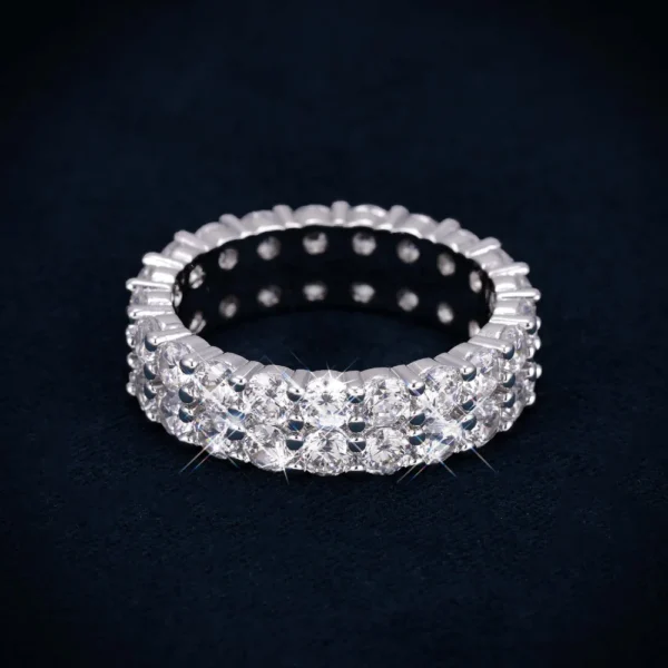 VVS 2-Row Iced Band Ring 14K Gold