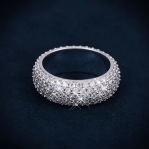 VVS 5-Row Iced Band Ring 14K Gold