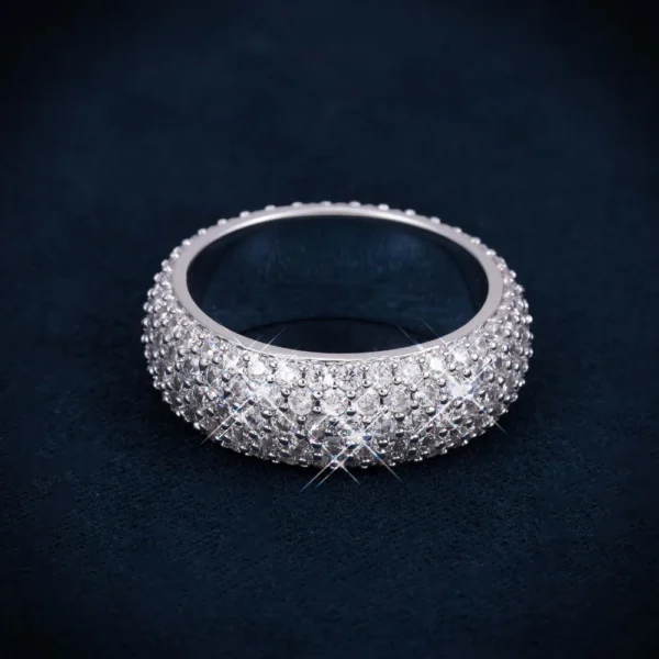 VVS 5-Row Iced Band Ring 14K Gold