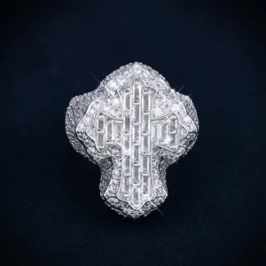 VVS Fleur Cross Ring 14K Gold