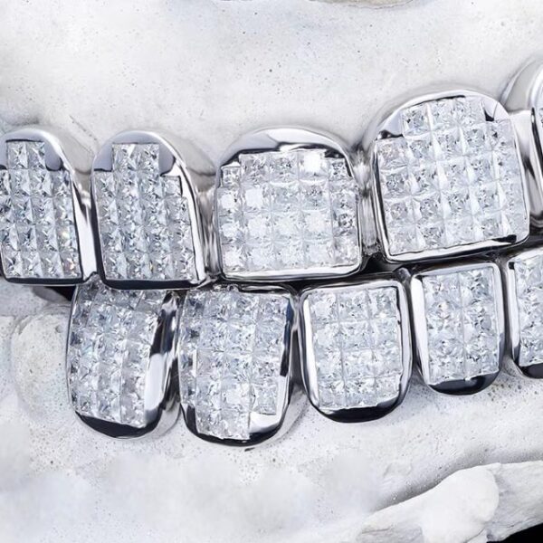 Invisible Set Princess Cut Moissanite Diamond Grillz - Image 2