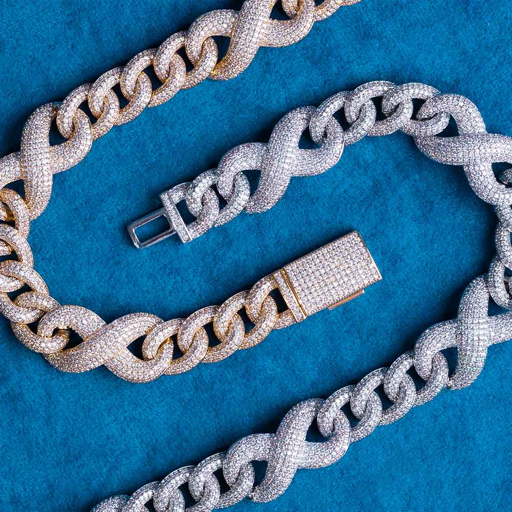 20MM Moissanite Infinity Link Chain 14K Gold - Image 3