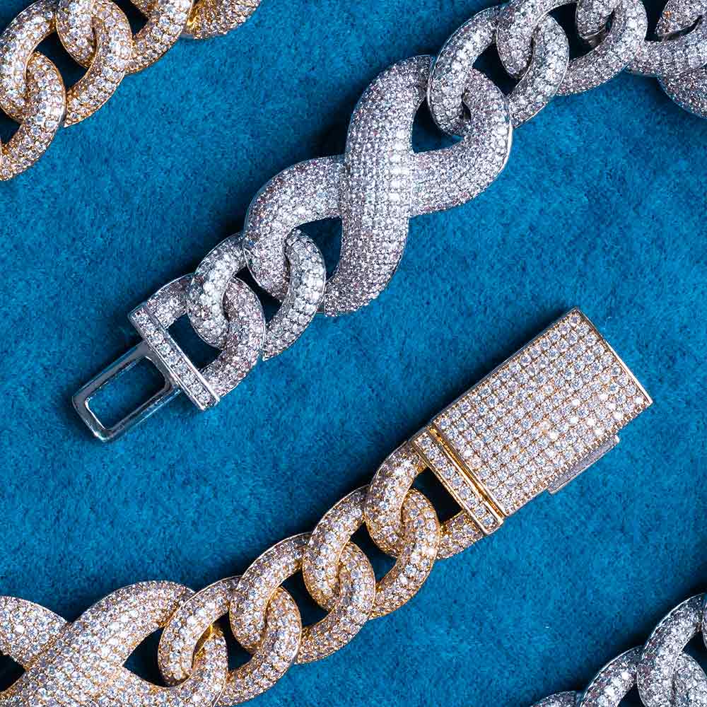 20MM Moissanite Infinity Link Chain 14K Gold - Image 2