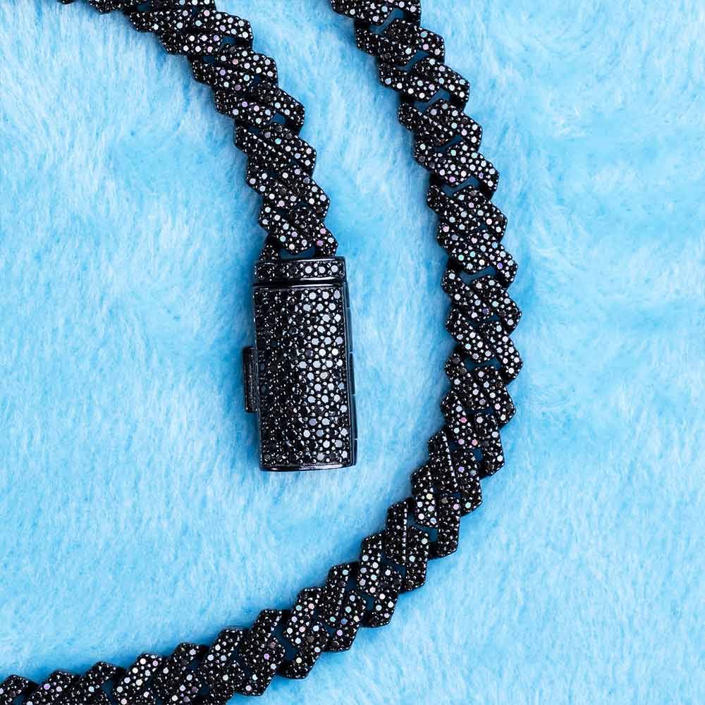 8MM Black Moissanite Prong Cuban Link Chain 14K Black Gold - Image 2