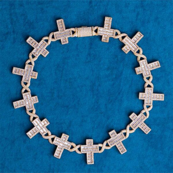 30MM Moissanite Cross Infinity Link Chain