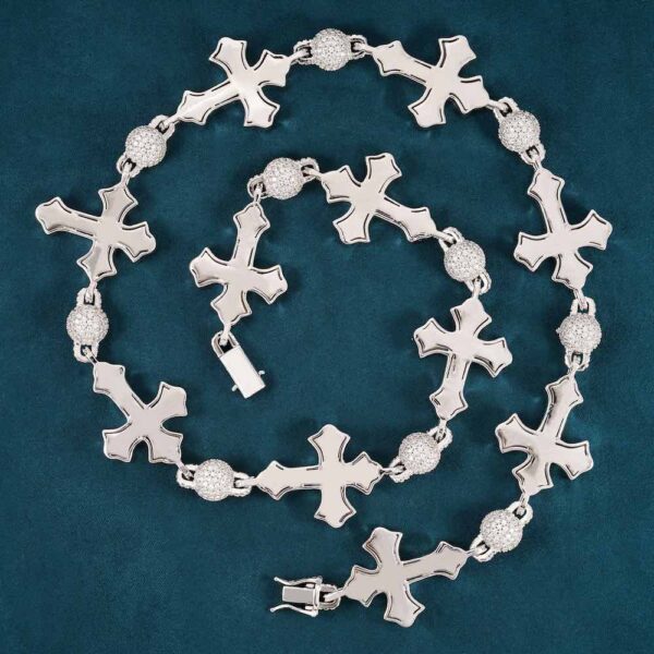 Moissanite Baguette Cross Custom Link Chain 14k Gold - Image 2
