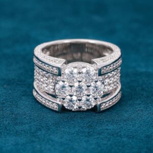 Moissanite 5-Row Cluster Ring 14K Gold