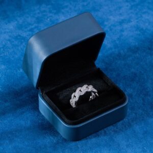 Moissanite 2-Row Miami Cuban Link Ring 14K Gold