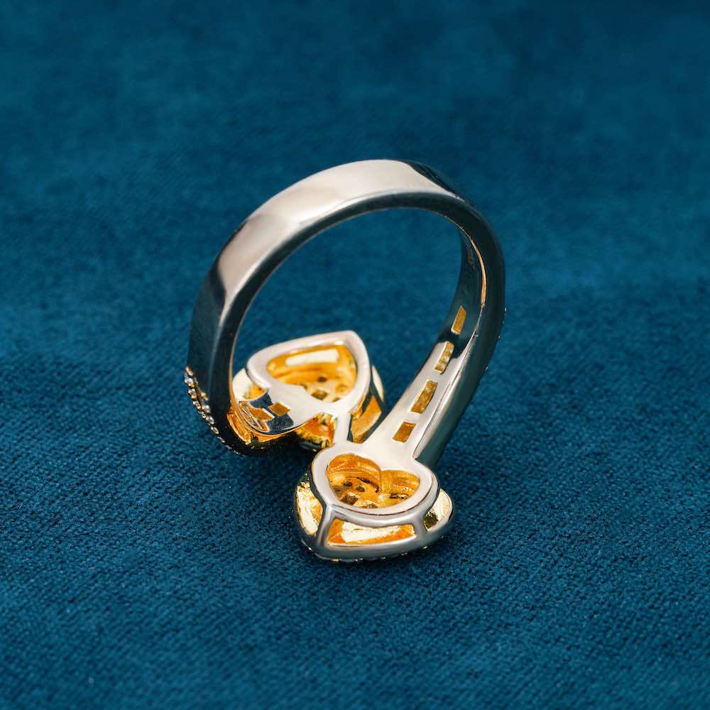 Moissanite Double Heart Baguette Ring 14k - Image 5