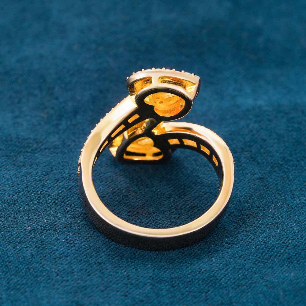 Moissanite Double Heart Baguette Ring 14k - Image 4