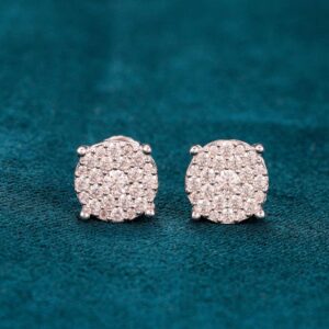 10MM Moissanite Cluster Stud Earrings 14K Gold