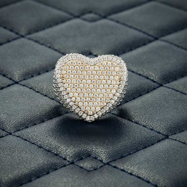 Two Tone Moissanite Heart Shaped Ring 14K Gold - Image 4
