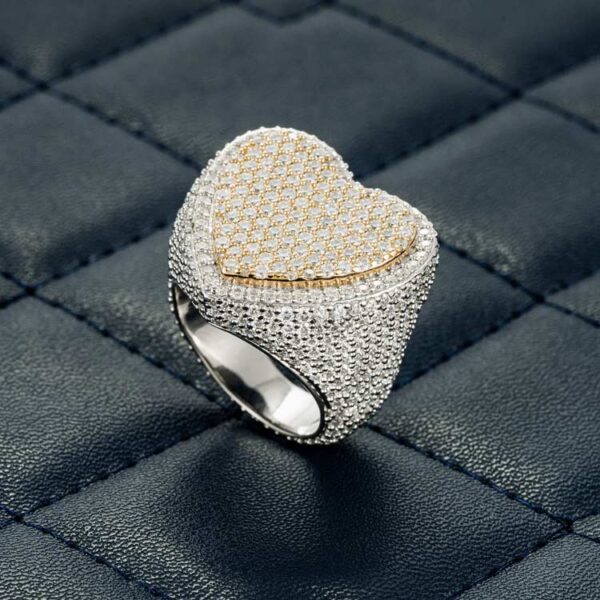 Two Tone Moissanite Heart Shaped Ring 14K Gold - Image 2