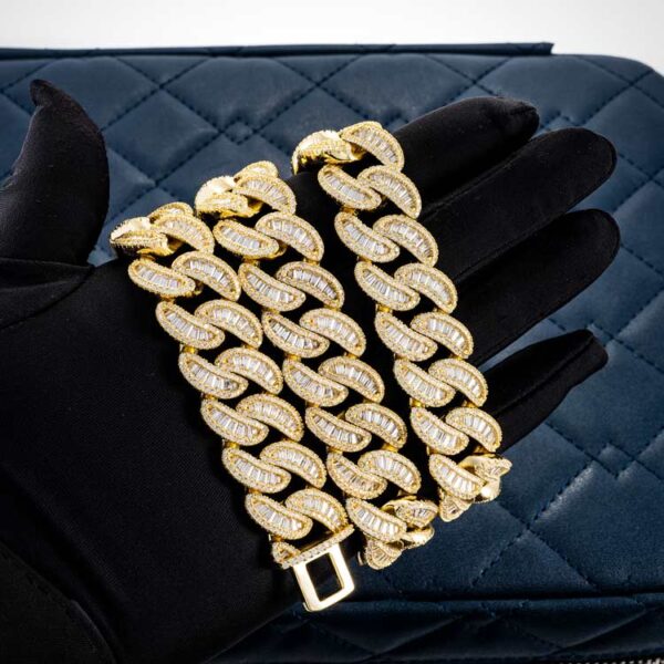 20MM Baguette Moissanite Miami Cuban Link Chain 14K Gold - Image 2