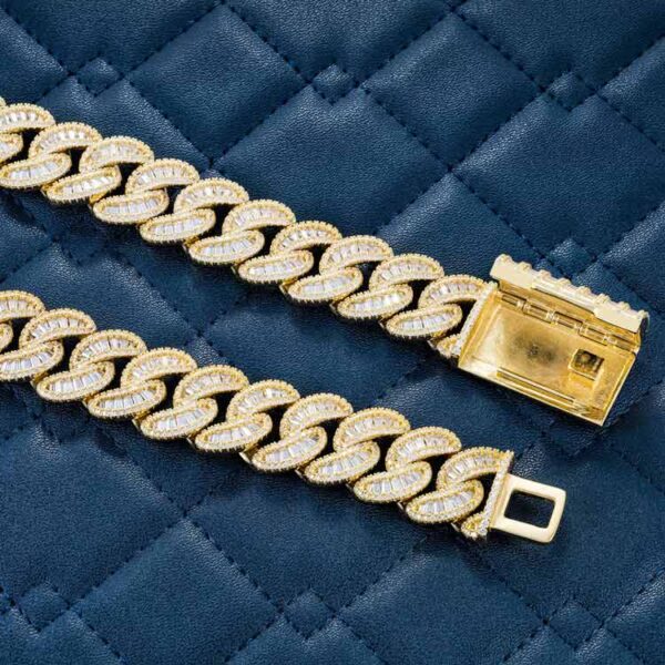 20MM Baguette Moissanite Miami Cuban Link Chain 14K Gold - Image 3