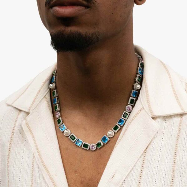 Multi Gemstone Halo Moissanite Chain - Image 2