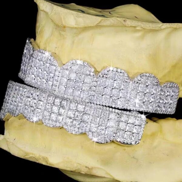 Prong Set Princess Cut Moissanite Diamond Grillz - Image 2