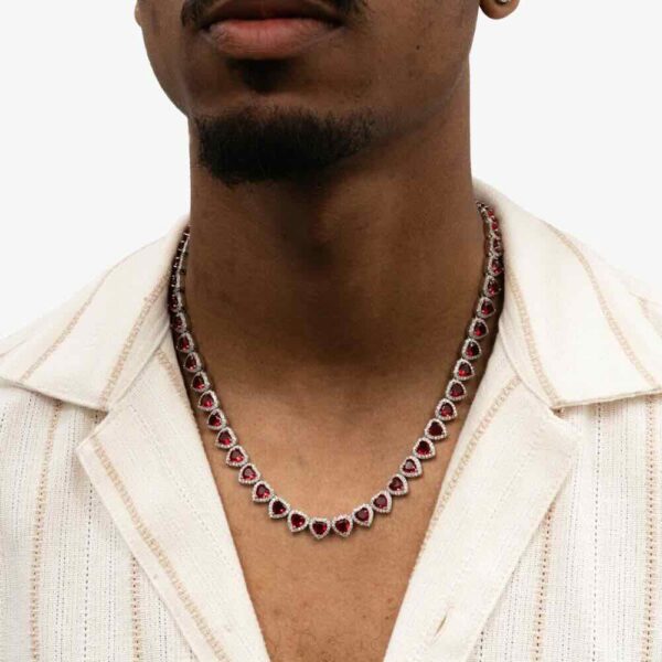 Red Heart Moissanite Halo Chain - Image 2
