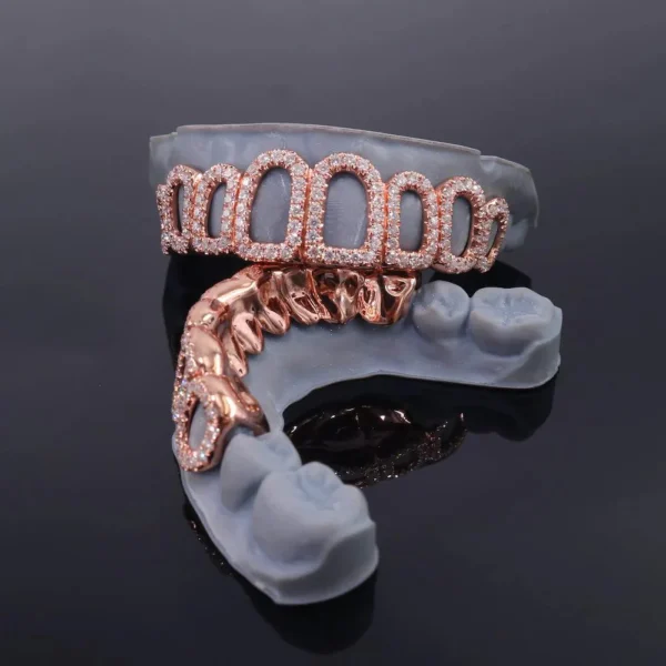 Rose Gold Open Face Custom Diamond Grillz - Image 3