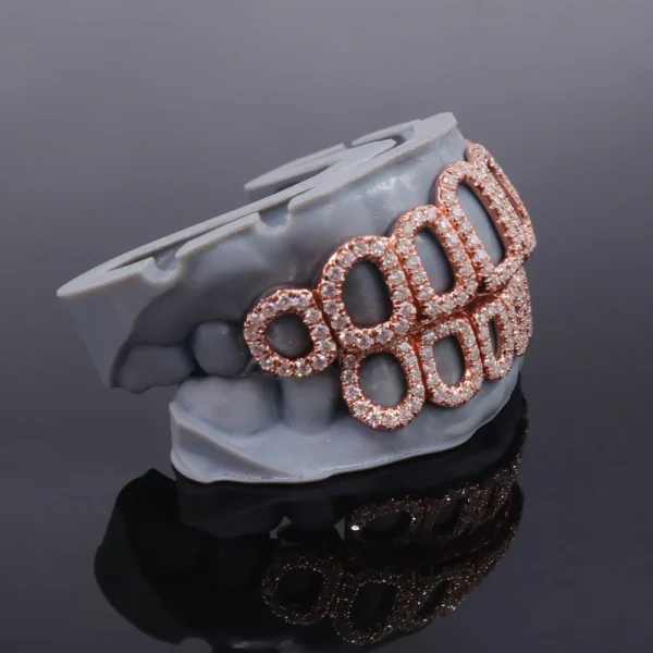Rose Gold Open Face Custom Diamond Grillz - Image 2