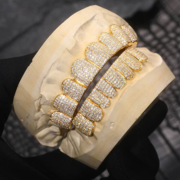 Custom Moissanite Diamond Grillz 14K Yellow Gold - Image 2