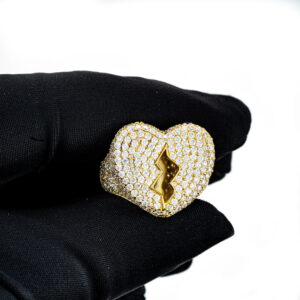 Moissanite Broken Heart Signet Ring 14K Gold
