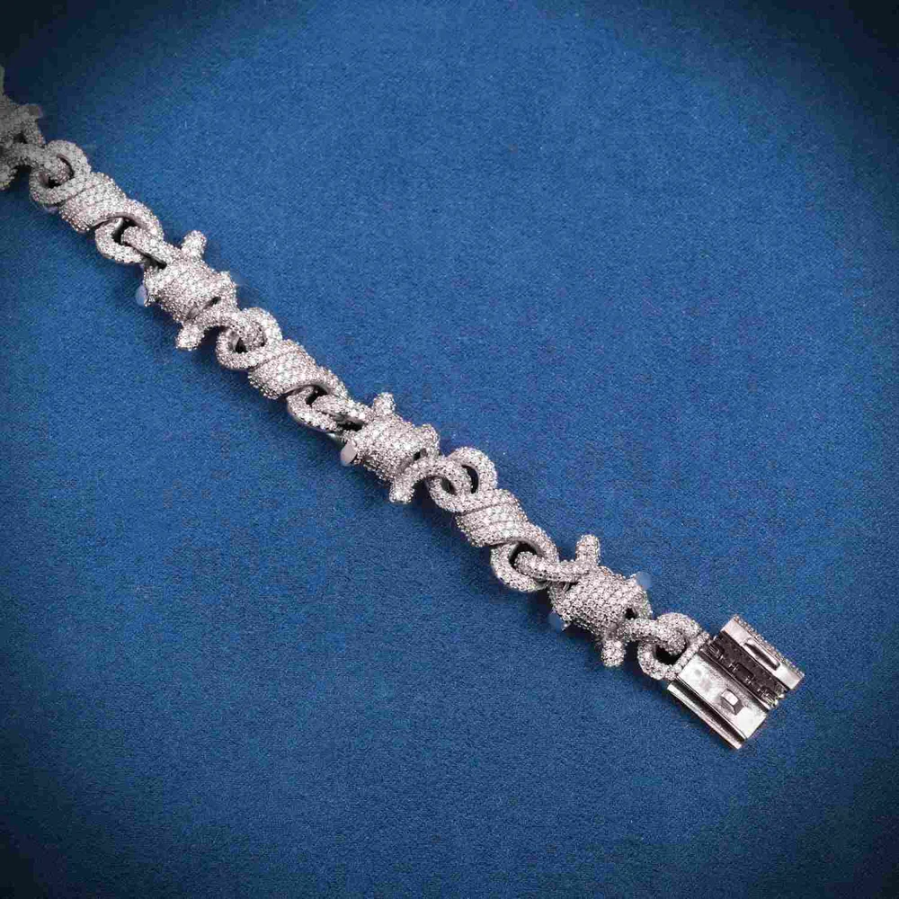 10MM Moissanite Spiked Infinity Link Bracelet 14K Gold - Image 2