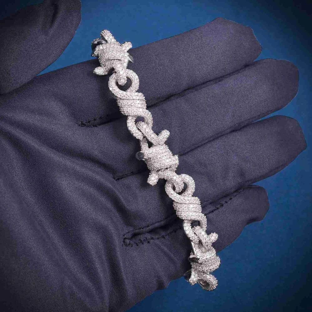 10MM Moissanite Spiked Infinity Link Bracelet 14K Gold - Image 3