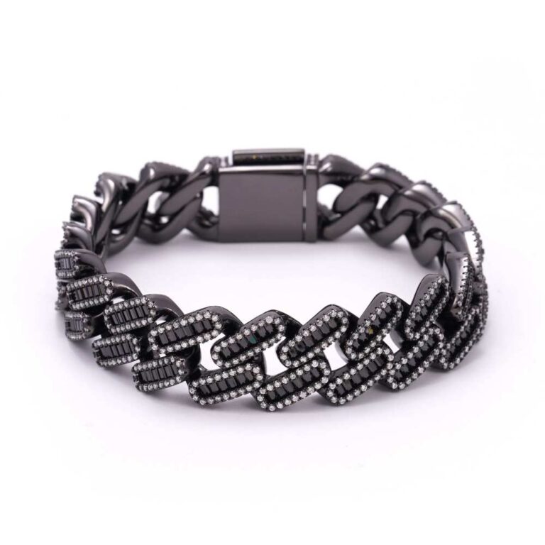10MM-Emerald-Cut-Black-Moissanite-Cuban-Link-Bracelet-2