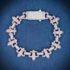 10MM Moissanite Crown Link Bracelet 14K Gold