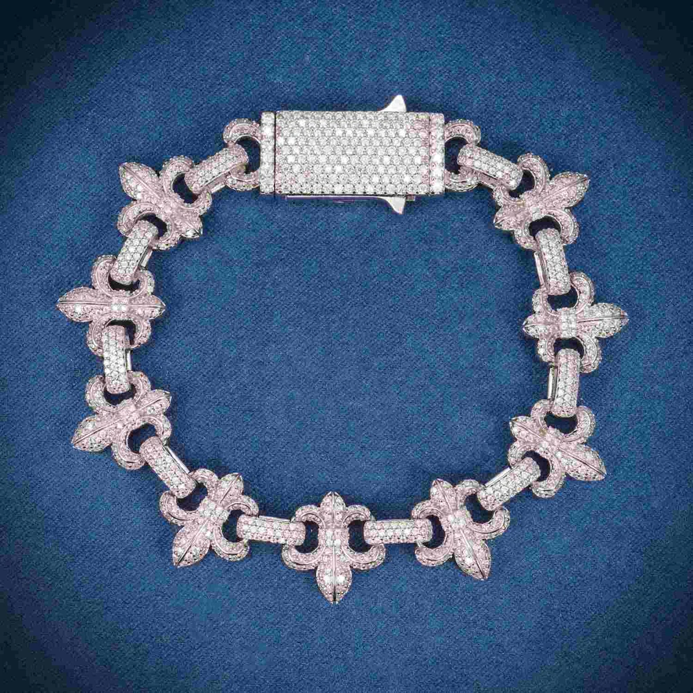 10MM Moissanite Crown Link Bracelet 14K Gold