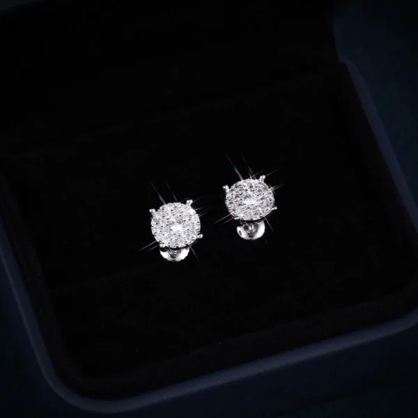 10MM VVS Halo Stud Earrings 14K Gold - Image 2