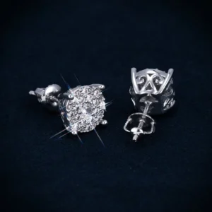 10MM VVS Halo Stud Earrings 14K Gold