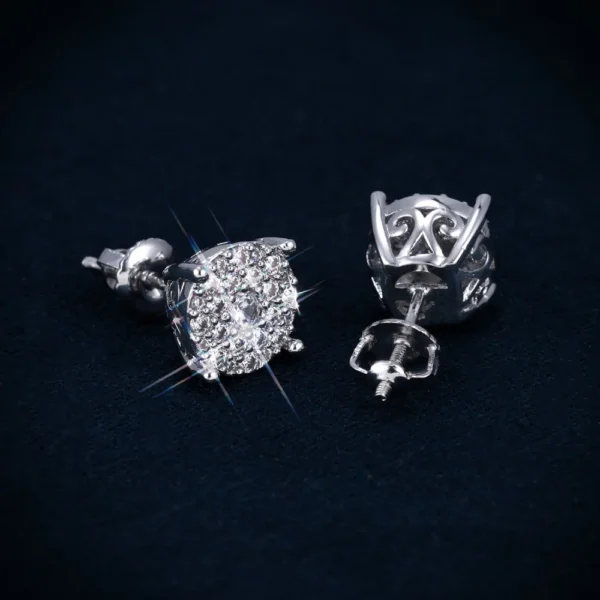 10MM VVS Halo Stud Earrings 14K Gold