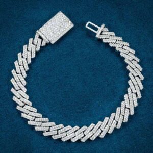 10MM Moissanite Cuban Link Bracelet 14K Gold