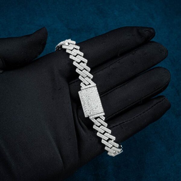 10MM Moissanite Cuban Link Bracelet 14K Gold - Image 3