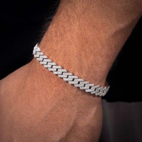 10MM Moissanite Cuban Link Bracelet 14K Gold - Image 2