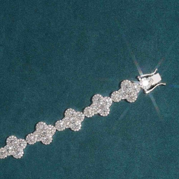 12.5MM Moissanite Cross Tennis Bracelet 14K Gold - Image 3