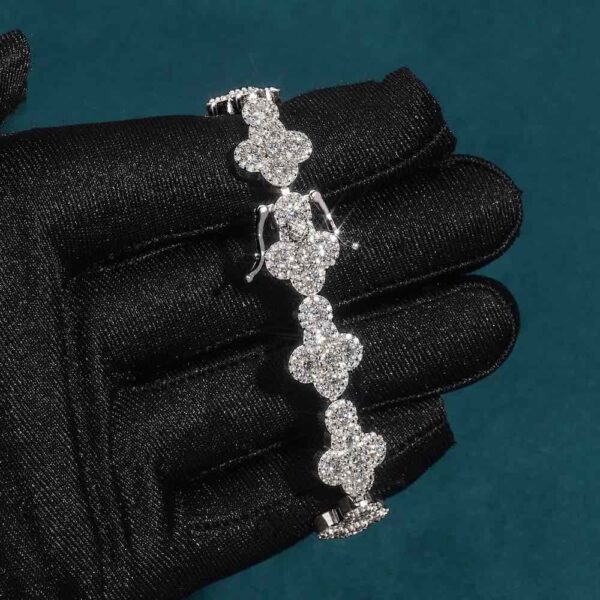 12.5MM Moissanite Cross Tennis Bracelet 14K Gold - Image 2