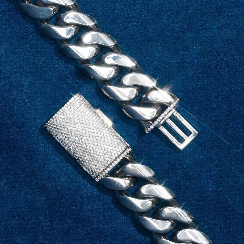 14MM Cuban Link Bracelet 14K White Gold - Image 3