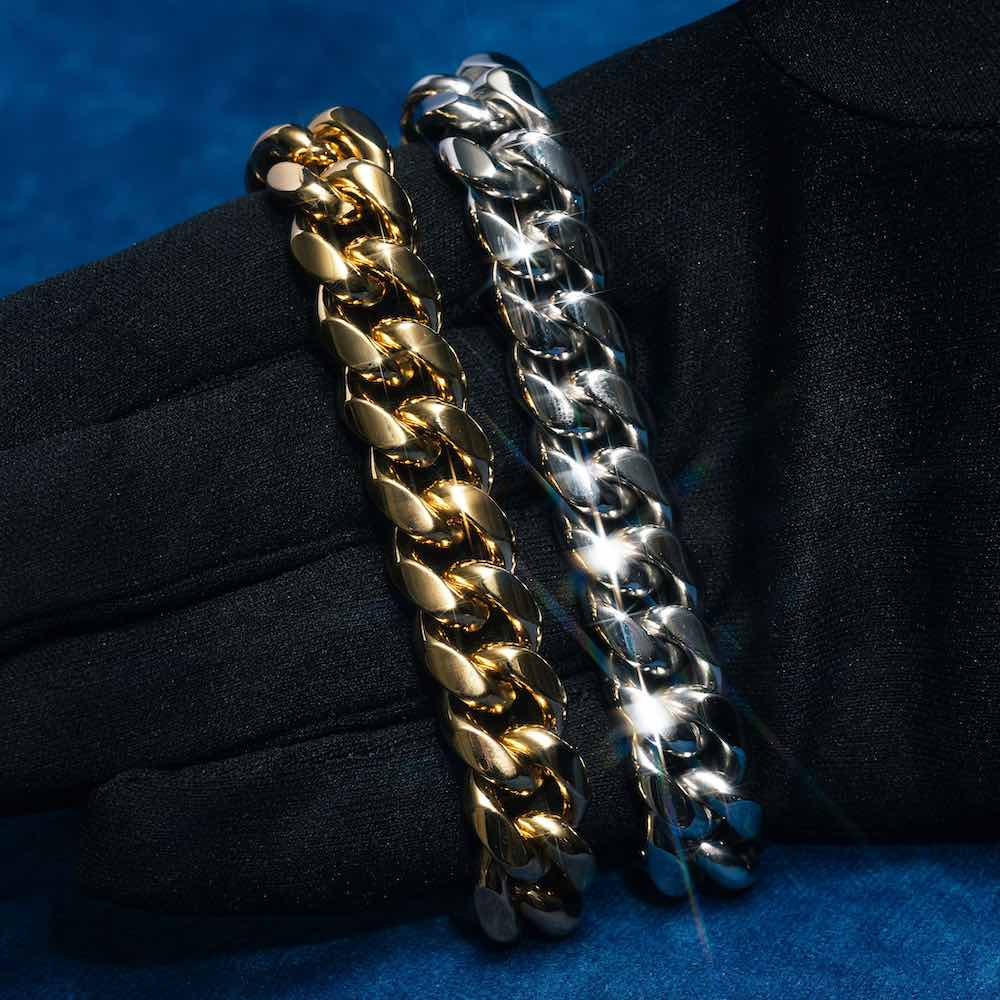 12MM Cuban Link Bracelet 14K White Gold - Image 2