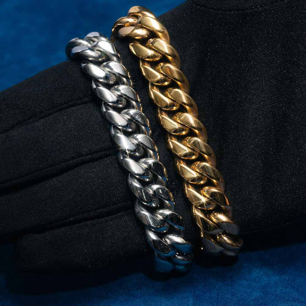 14MM Cuban Link Bracelet 14K White Gold - Image 2