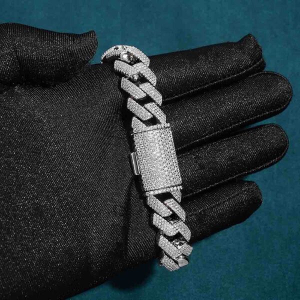 15MM 4-Row Moissanite Cuban Link Bracelet 14K Gold - Image 3