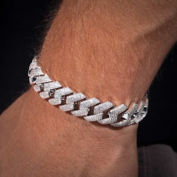 15MM 4-Row Moissanite Cuban Link Bracelet 14K Gold - Image 2