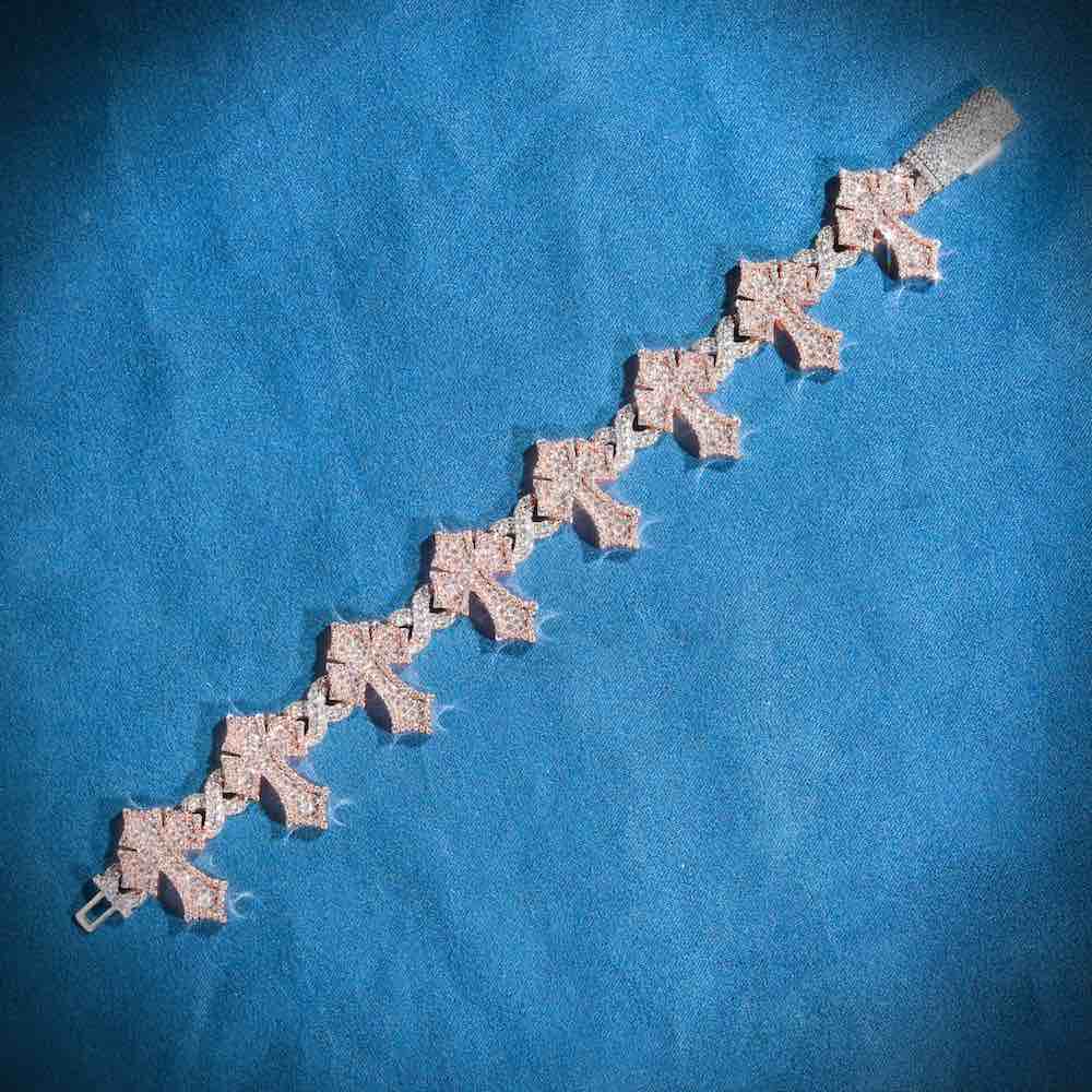 16MM Iced Out Cross Bracelet 14K Gold - Image 3