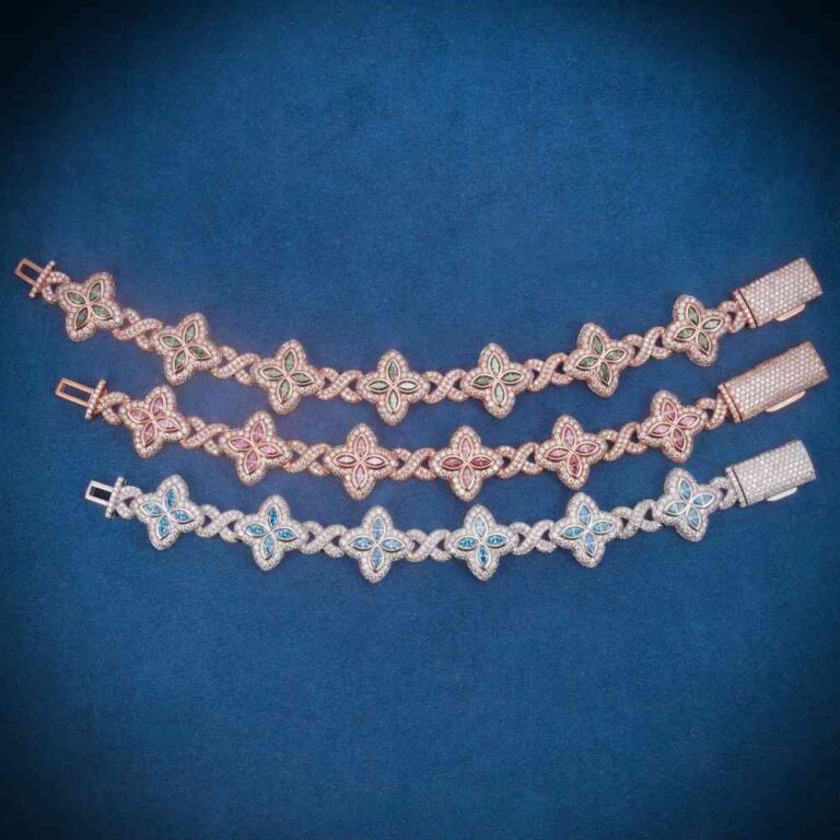 19MM-Colored-Moissanite-4-Leaf-Clover-Infinity-Link-Bracelet-2