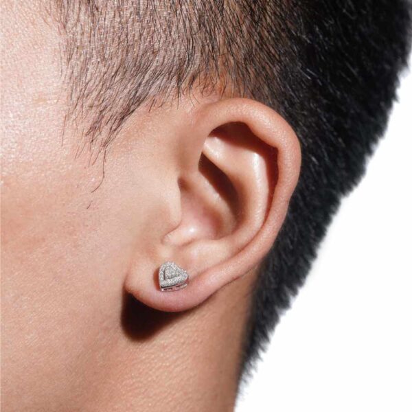 2 Layer Moissanite Heart Earrings 14K Gold - Image 2