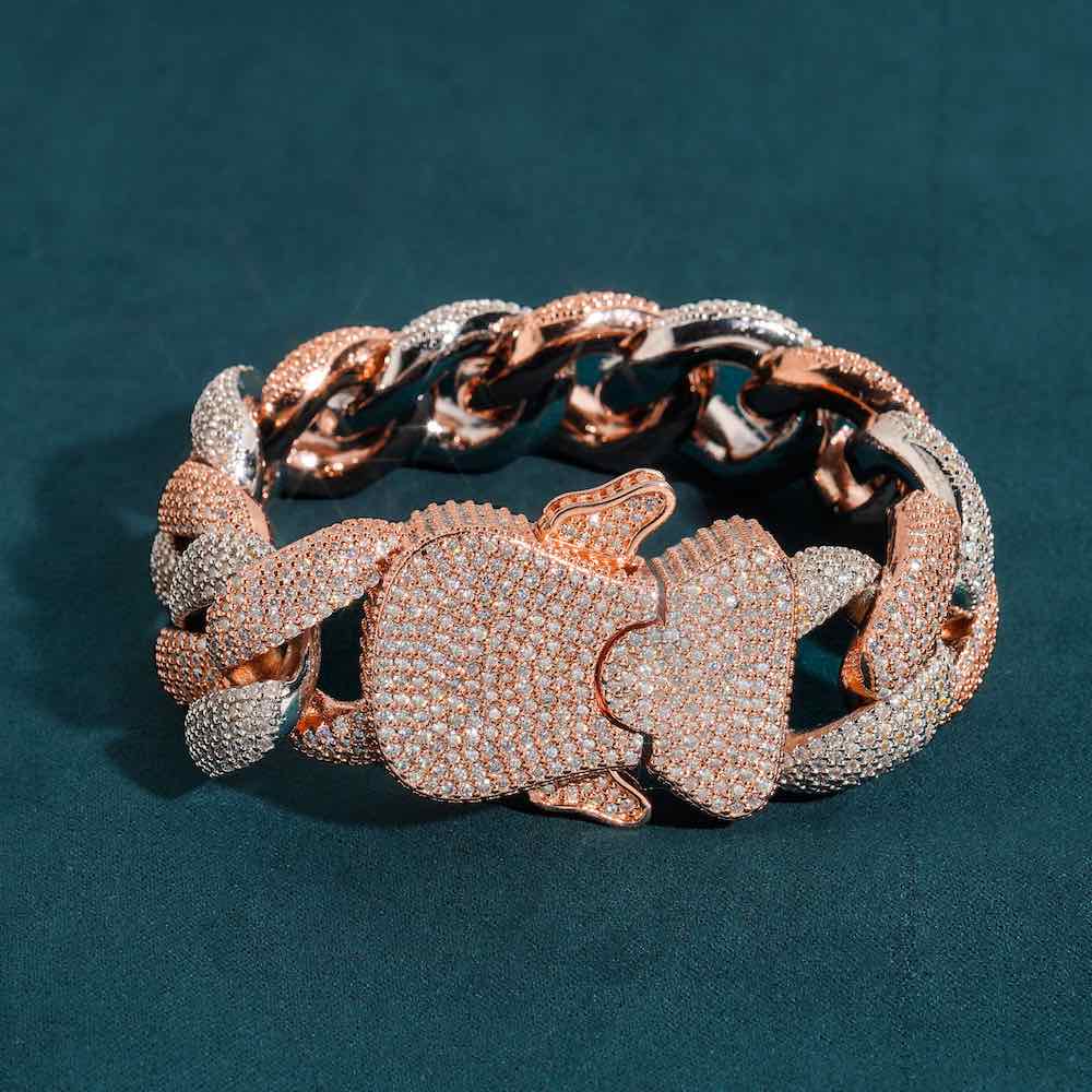 23MM Moissanite Cuban Link Bracelet 14K Gold - Image 2